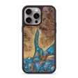 iPhone 15 Pro Max Wood+Resin Phone Case - Kelly (Teal & Gold, 663519) For Sale