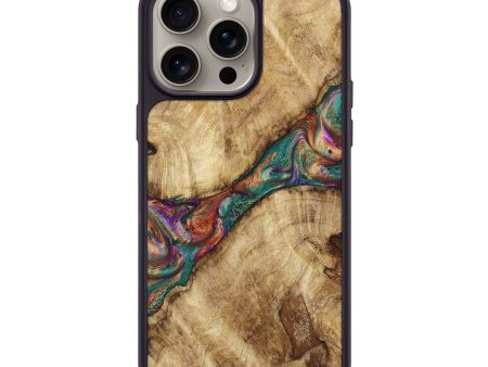 iPhone 15 Pro Max Wood+Resin Phone Case - Dolores (Green, 661168) For Cheap