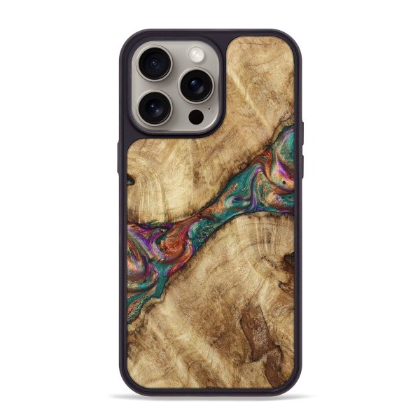 iPhone 15 Pro Max Wood+Resin Phone Case - Dolores (Green, 661168) For Cheap