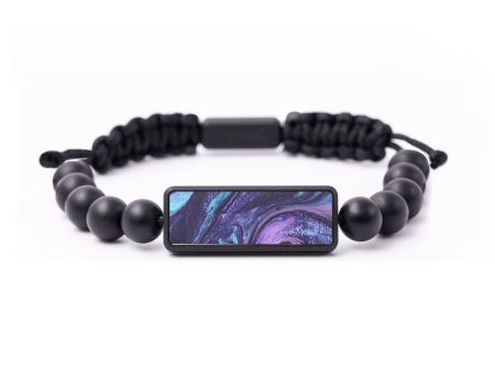 Onyx Bead Wood+Resin Bracelet - Glenda (Purple, 664580) For Sale