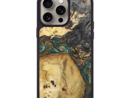 iPhone 15 Pro Max Wood+Resin Phone Case - Kennedi (Green, 666083) For Sale