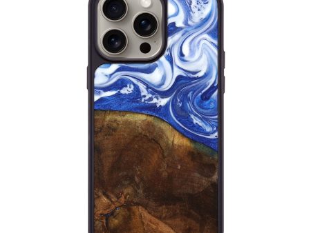 iPhone 15 Pro Max Wood+Resin Phone Case - Jeremiah (Blue, 663642) For Sale