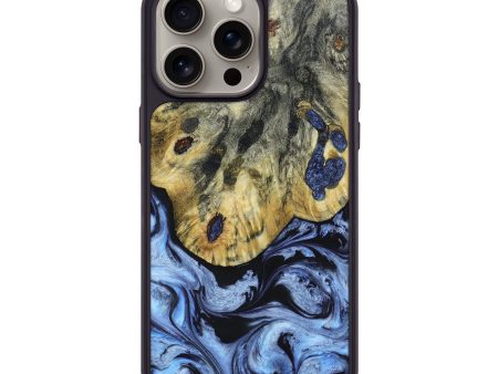 iPhone 15 Pro Max Wood+Resin Phone Case - Heath (Blue, 665039) Cheap