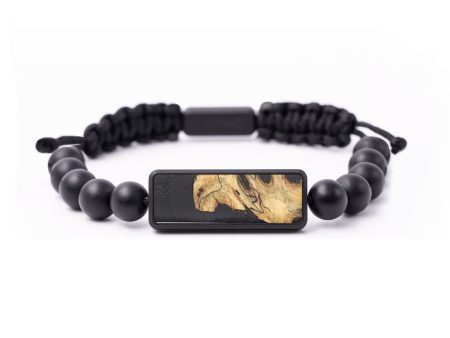 Onyx Bead Wood+Resin Bracelet - Freya (Pure Black, 664523) For Sale