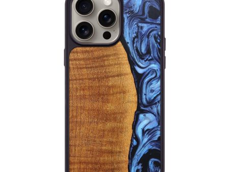 iPhone 15 Pro Max Wood+Resin Phone Case - Hanna (Blue, 663353) Hot on Sale