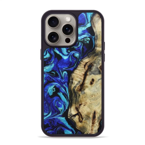 iPhone 15 Pro Max Wood+Resin Phone Case - Elise (Blue, 662440) Online Sale