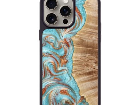 iPhone 15 Pro Max Wood+Resin Phone Case - Parker (Teal & Gold, 664160) Online Sale