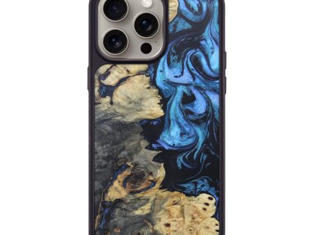 iPhone 15 Pro Max Wood+Resin Phone Case - Hannah (Blue, 662196) Discount