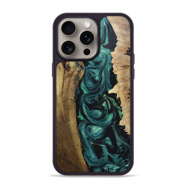 iPhone 15 Pro Max Wood+Resin Phone Case - Jimmy (Green, 663829) For Discount