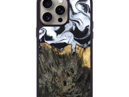 iPhone 15 Pro Max Wood+Resin Phone Case - Della (Black & White, 664873) Supply