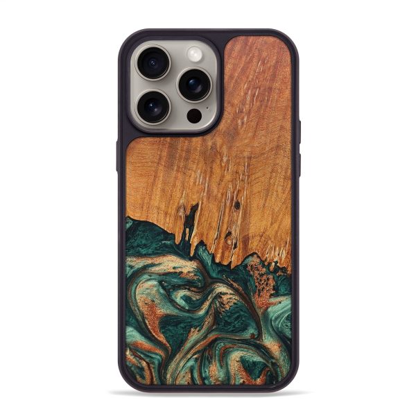 iPhone 15 Pro Max Wood+Resin Phone Case - Delaney (Green, 662354) Sale