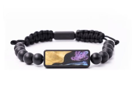 Onyx Bead Wood+Resin Bracelet - Anna (Purple, 664540) Sale