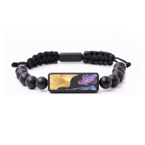 Onyx Bead Wood+Resin Bracelet - Anna (Purple, 664540) Sale