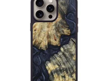 iPhone 15 Pro Max Wood+Resin Phone Case - Mabel (Pure Black, 661953) For Sale