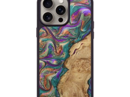 iPhone 15 Pro Max Wood+Resin Phone Case - Eliana (Green, 666134) For Discount