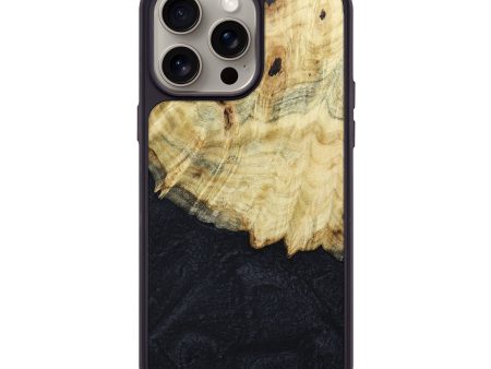 iPhone 15 Pro Max Wood+Resin Phone Case - Ellen (Pure Black, 661793) Online now