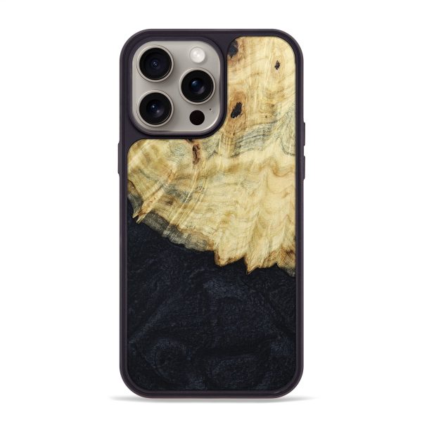 iPhone 15 Pro Max Wood+Resin Phone Case - Ellen (Pure Black, 661793) Online now