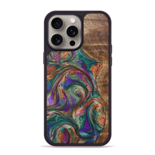 iPhone 15 Pro Max Wood+Resin Phone Case - Ramona (Green, 662800) Online