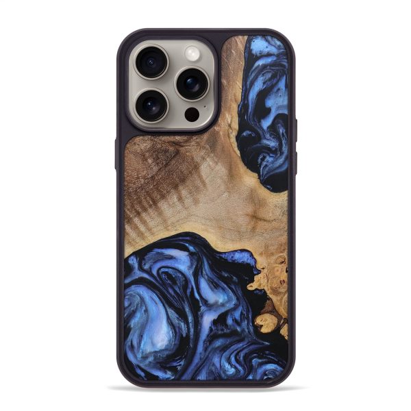 iPhone 15 Pro Max Wood+Resin Phone Case - Natalie (Blue, 666082) Online Sale