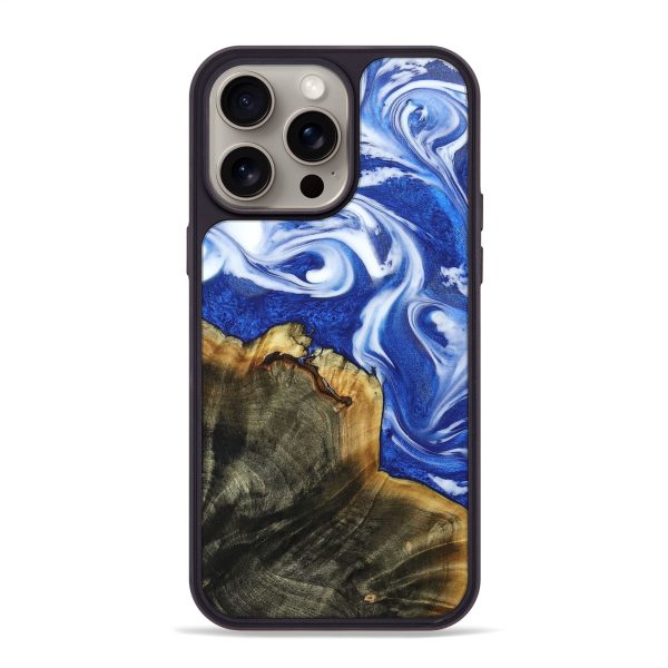 iPhone 15 Pro Max Wood+Resin Phone Case - Etta (Blue, 663644) Online