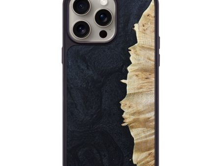 iPhone 15 Pro Max Wood+Resin Phone Case - Nataly (Pure Black, 661694) Supply