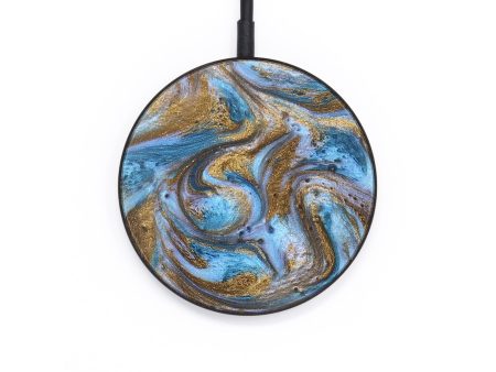 Circle ResinArt Wireless Charger - Latoya (Teal & Gold, 665669) Sale