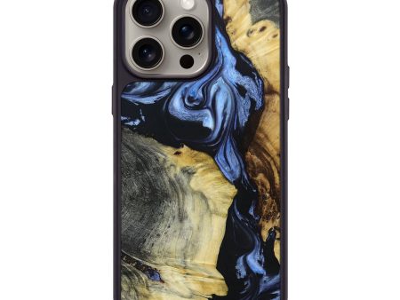 iPhone 15 Pro Max Wood+Resin Phone Case - Barbara (Blue, 665086) For Cheap