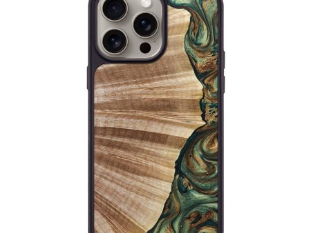 iPhone 15 Pro Max Wood+Resin Phone Case - Kevin (Green, 664063) For Sale