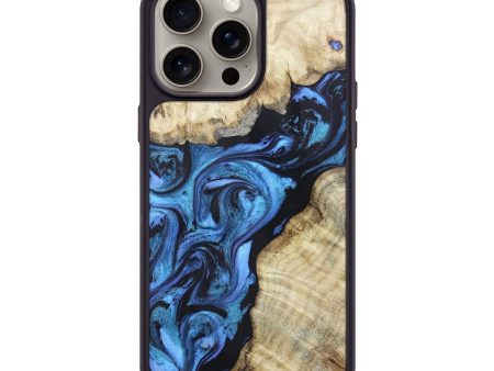 iPhone 15 Pro Max Wood+Resin Phone Case - Jordan (Blue, 662213) For Cheap