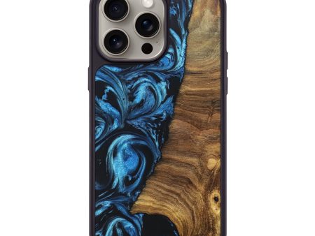 iPhone 15 Pro Max Wood+Resin Phone Case - Mercedes (Blue, 663230) Discount