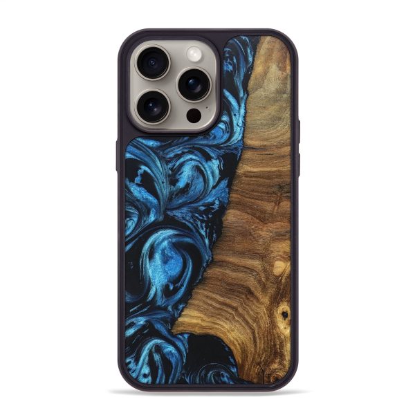 iPhone 15 Pro Max Wood+Resin Phone Case - Mercedes (Blue, 663230) Discount