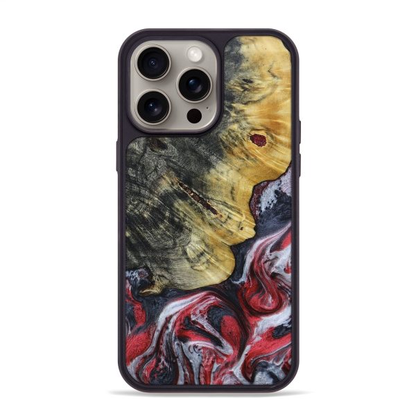 iPhone 15 Pro Max Wood+Resin Phone Case - Brett (Red, 663671) Hot on Sale