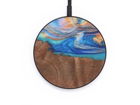 Circle Wood+Resin Wireless Charger - Dillon (Teal & Gold, 665665) Discount