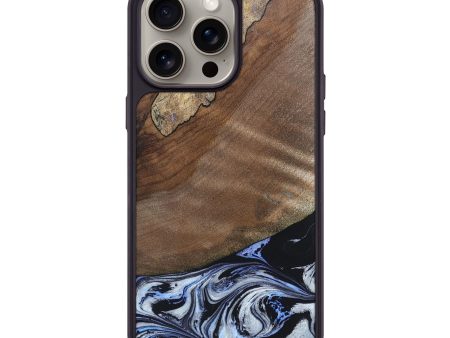 iPhone 15 Pro Max Wood+Resin Phone Case - Clyde (Black & White, 666043) For Sale