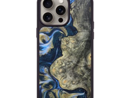 iPhone 15 Pro Max Wood+Resin Phone Case - Ramon (Teal & Gold, 662987) For Discount