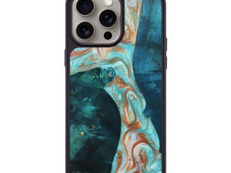 iPhone 15 Pro Max Wood+Resin Phone Case - Eloise (Teal & Gold, 662857) Online Sale