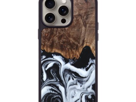 iPhone 15 Pro Max Wood+Resin Phone Case - Nicholas (Black & White, 662907) Fashion