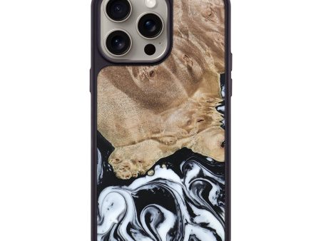 iPhone 15 Pro Max Wood+Resin Phone Case - Edwin (Black & White, 662918) Online