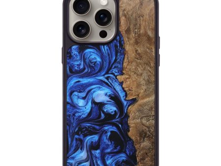 iPhone 15 Pro Max Wood+Resin Phone Case - Peyton (Blue, 662923) Supply