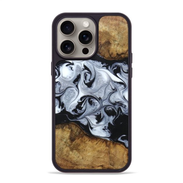 iPhone 15 Pro Max Wood+Resin Phone Case - Judith (Black & White, 661492) Online Hot Sale