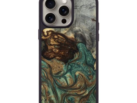 iPhone 15 Pro Max Wood+Resin Phone Case - Kristine (Green, 661509) For Cheap