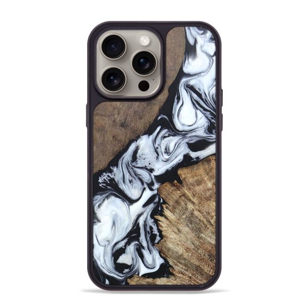 iPhone 15 Pro Max Wood+Resin Phone Case - Darla (Black & White, 663024) Hot on Sale