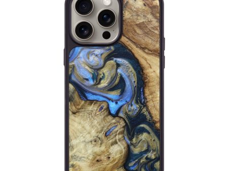 iPhone 15 Pro Max Wood+Resin Phone Case - Wendell (Teal & Gold, 662986) Online