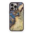 iPhone 15 Pro Max Wood+Resin Phone Case - Miley (Teal & Gold, 663068) on Sale