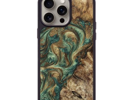 iPhone 15 Pro Max Wood+Resin Phone Case - Nevaeh (Green, 661506) For Sale