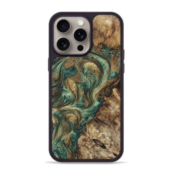 iPhone 15 Pro Max Wood+Resin Phone Case - Nevaeh (Green, 661506) For Sale