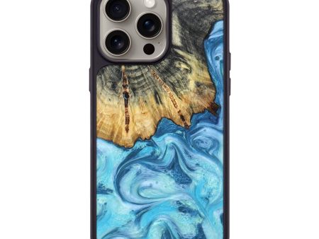 iPhone 15 Pro Max Wood+Resin Phone Case - Aubree (Blue, 662920) Fashion