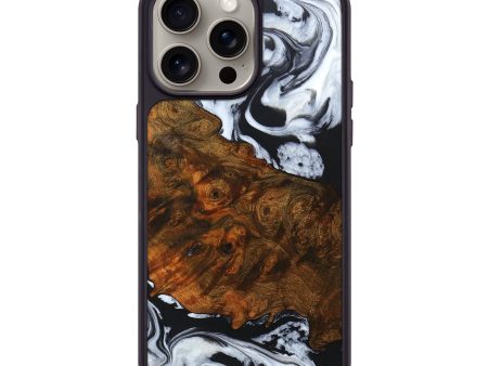 iPhone 15 Pro Max Wood+Resin Phone Case - Paxton (Black & White, 662913) Fashion