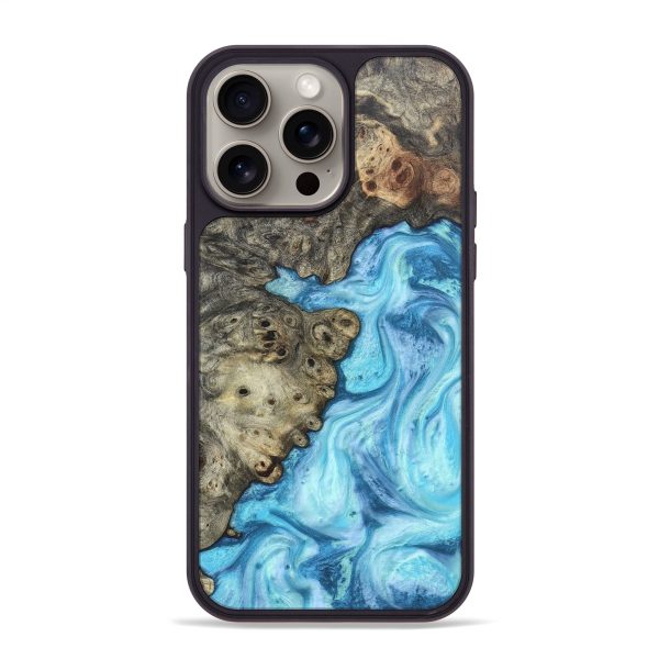 iPhone 15 Pro Max Wood+Resin Phone Case - Lauren (Blue, 662950) Fashion