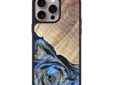 iPhone 15 Pro Max Wood+Resin Phone Case - Carmen (Teal & Gold, 662985) For Discount